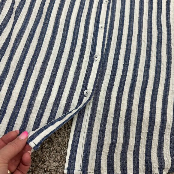 Jane and Delancey Tunic Top 3X Blue White Stripe Pullover Short Sleeve Relaxed - Picture 6 of 8